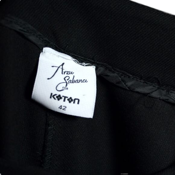 KOTON Arzu Sabanci Wide Leg Black Pants Size EU 42 Large - Picture 13 of 13